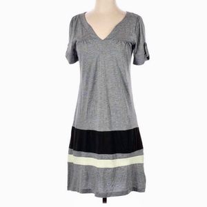 Gap Gray Stripe Short Sleeve V-Neck Shirt Dress Small